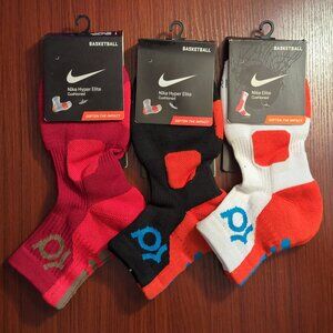 3 Pairs KD Original Nike Elite Socks Basketball Quarter Low Cut Size Large